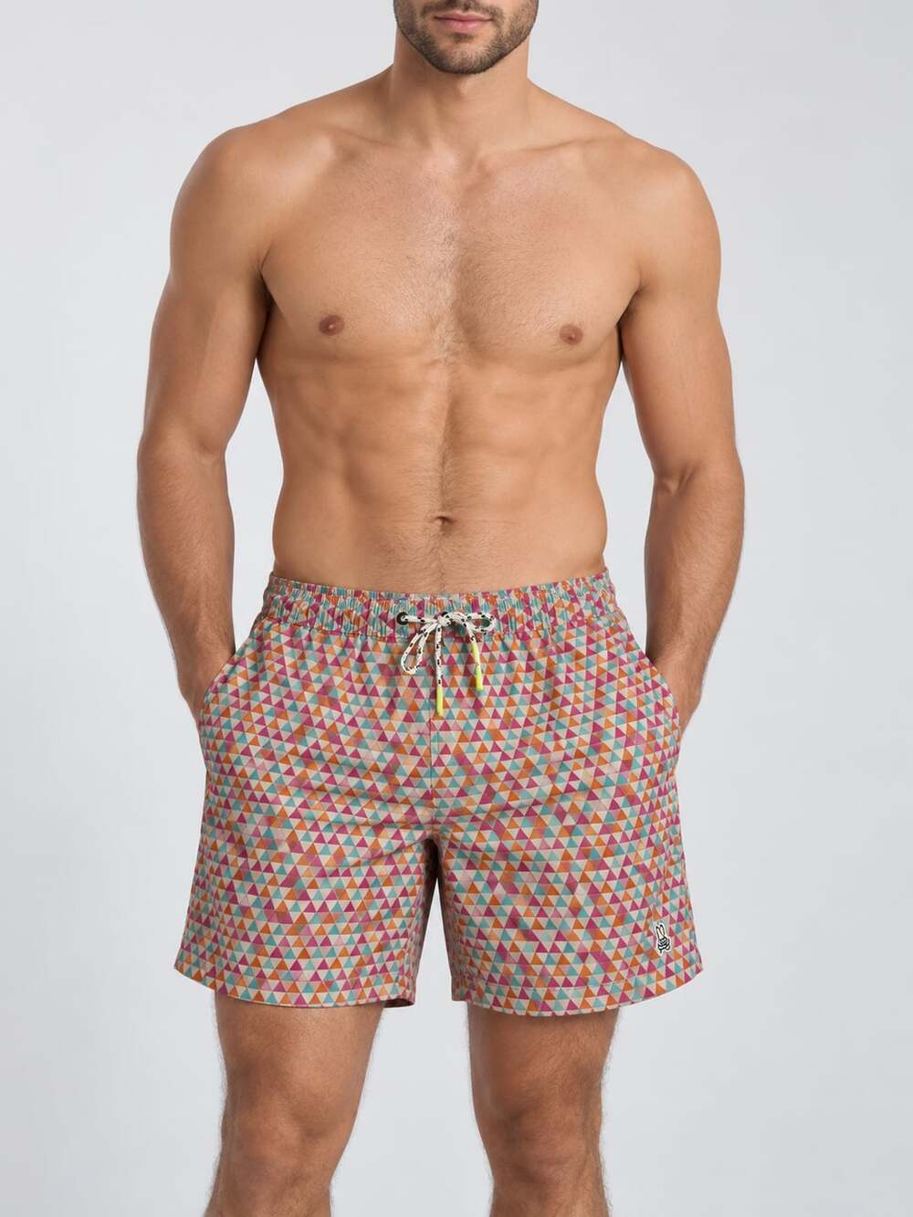 Psycho Bunny Men's Triangle Geo-Print Swim Shorts
